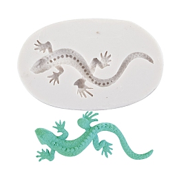 Honeyhandy DIY Gecko Silicone Molds, Resin Casting Molds, For UV Resin, Epoxy Resin Jewelry Making, Floral White, 75x47x9mm, Inner Diameter: 64x24mm