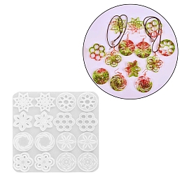 Honeyhandy DIY Vortex & Flower Pendant Silicone Molds, Resin Casting Molds, for UV Resin, Epoxy Resin Jewelry Making, White, 218x217x5mm, Inner Diameter: 35~49x48~50mm