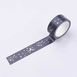 Honeyhandy DIY Scrapbook Decorative Paper Tapes, Adhesive Tapes, Moon, Black, 15mm