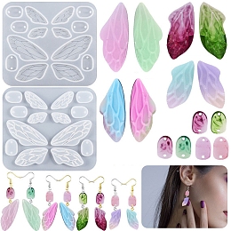 Honeyhandy DIY Butterfly Wing Pendant Silicone Molds, Resin Casting Molds, for UV Resin, Epoxy Resin Jewelry Making, White, 96x85x4.5mm, Hole: 1.8mm, Inner Diameter: 7.5~19.5x15~44.5mm