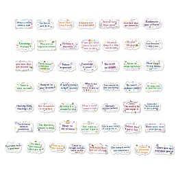 Honeyhandy 50Pcs Inspirational Theme Cartoon English Word Paper Sticker Label Set, Adhesive Label Stickers, for Suitcase & Skateboard & Refigerator Decor, Mixed Color, 29~47x59~73x0.25mm