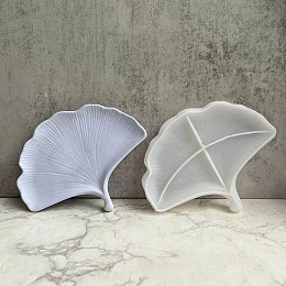 Honeyhandy DIY Ginkgo Leaf Dish Tray Silicone Molds, Storage Molds, for UV Resin, Epoxy Resin Craft Making, White, 145x188x21mm