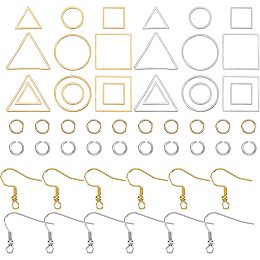 UNICRAFTALE 3 Styles About 168pcs Stainless Steel Linking Ring 2 Colors Drop Earring DIY Making Kit with 60pcs Earring Hooks 60pcs Jump Rings Earring Making Supplies Kit for Jewelry Making