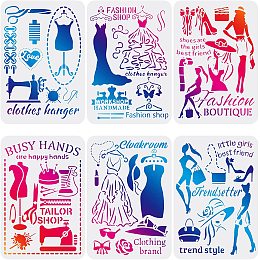 FINGERINSPIRE 6PCS/Set Clothes Sewing Machine Stencils Painting 11.6x8.3 Inch Decorative Template for Painting on Wood Wall Home Decor DIY Crafts