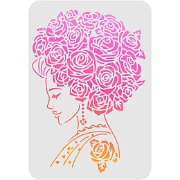 FINGERINSPIRE Flower Lady Drawing Painting Stencils Templates 11.6x8.3 inch Plastic Stencils Decoration Rectangle Reusable Stencils for Painting on Wood, Floor, Wall and Fabric