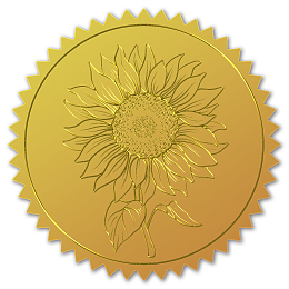 CRASPIRE 100pcs Gold Foil Certificate Seals Sunflower Embossed Gold Certificate Seals 2" Round Self Adhesive Embossed Stickers for Wedding Invitations Party Favors Envelopes Graduation Seals