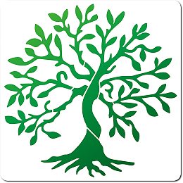 GORGECRAFT Tree of Life Stencil Leaf Template 7x7 Inch Reusable Decoration Sign Square Tree Stencils for Painting on Wood Wall Scrapbook Card Floor and Tile Drawing