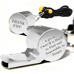 CREATCABIN Sports Whistles With Lanyard Stainless Steel Whistle Loud Crisp Sound Gifts for Coach Referees Teachers- A Great Coach is Hard to Find and Impossible to Forget