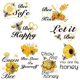 CRASPIRE Bee Happy Funny Stickers Honey Bee Window Decor Decals Let It Bee Inspirational Quotes Bumblebee Wall Decals for Kitchen Office Fridge Decorations Party Supplies