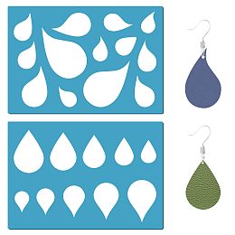 Honeyhandy Acrylic Earring Handwork Template, Card Leather Cutting Stencils, Deep Sky Blue, Teardrop Pattern, 130x90x2mm, 2pcs/set