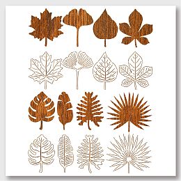 NBEADS 2 Pcs Layered Leaves Stencils, 8 Styles Large Leaf Reusable PET Painting Templates DIY Art Craft Painting Wall Stencils 23.6×15.8"(60×40cm) for Painting on Wood Canvas Paper Furniture Wall