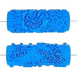 OLYCRAFT 2Styles 7.5"/190mm Patterned Paint Roller Decorative Rubber Roller Textured Rubber Rollers Wall Texture Stencil Brush for Furniture Wall Ceiling Cabinetry - Royal Blue