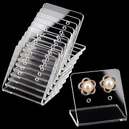 PandaHall Elite 10pcs Acrylic Earring Display Stand Clear Earring Holder Necklace Earring Organizer Jewelry Displays with 4 Holes for Studs Dangle Ear Studs Showcase Small Business 1.4x1.3x1 inch