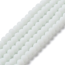 Honeyhandy Glass Beads Strands, Faceted, Frosted, Rondelle, White, 6x4.5mm, Hole: 1mm, about 86pcs/strand, 16.14''(41cm)