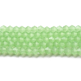 Imitation Jade Glass Beads Strands, Faceted, Bicone, Green, 2.9~3.3x2.5mm, Hole: 0.7mm, about 145~150pcs/strand, 16.34~16.54 inch(41.5~42cm)