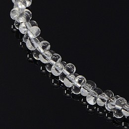 Honeyhandy Glass Beads Strands, Bone, Clear, 2x4mm, Hole: 1mm, about 260~270pcs/strand, 17.32~17.71 inch(44~45cm)