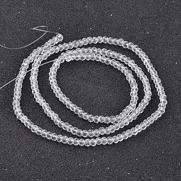 Honeyhandy Electroplate Glass Bead Strands, Faceted, Rondelle, Clear, 3x2mm, Hole: 1mm, about 165~169pcs/strand, 15~16 inch(38~40cm)