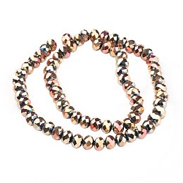 NBEADS 10 Strands Rose Gold Plated Electroplate Faceted Abacus Glass Bead Strands with 8x6mm, Hole:1mm, about 72pcs/strand