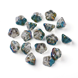 Honeyhandy Electroplate Glass Beads, Trumpet Flower, Teal, 8.5x8x5.5mm, Hole: 1mm