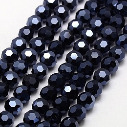 Arricraft Electroplate Glass Beads Strand, Full Plated, Faceted, Round, Hematite Plated, 4mm, Hole: 1mm, about 98pcs/strand, 13.7 inches