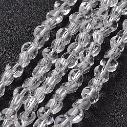 Honeyhandy Glass Beads Strands,  Flat Round, Faceted, Clear, 5~6x4mm, Hole: 1mm, about 72pcs/strand, 15 inch