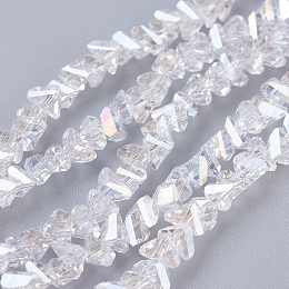 Honeyhandy Electroplate Glass Beads Strands, AB Color Plated, Faceted, Triangle, Clear AB, 3x4x3mm, Hole: 1mm, about 149pcs/strand, 13.3 inch(34cm)