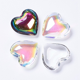 Honeyhandy Glass Pendants, Heart, Mixed Color, 40~41x42~43x15mm, Hole: 2mm