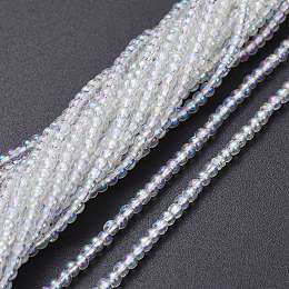 Honeyhandy Electroplate Glass Beads Strands, AB Color Plated, Round, Clear AB, 2.5mm, Hole: 0.7mm, about 177pcs/Strand, 14.09 inch(35.8cm)