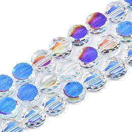 NBEADS 1 Strand Half Rainbow Plated Glass Faceted Round Spacer Beads Clear 11.5 3mm Hole: 1mm; about 100 Pcs/strand 