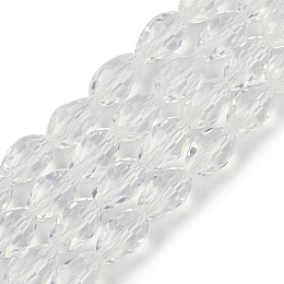 Transparent Glass Beads Strands, Faceted, Teardrop, Clear, 8x6mm, Hole: 1.2mm, about 65~67pcs/strand, 20.08 inch(51cm)