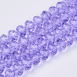 Arricraft Baking Paint Glass Beads Strands, Faceted Rondelle, Lilac, 8x6mm, Hole: 1mm, about 69pcs/Strand, 16.93 inches(43cm)