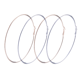 Honeyhandy Brass Large Hoop Earring Finding, Platinum, 92x90x1.5mm, Pin: 0.8mm, 2pairs