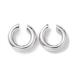 Honeyhandy Rack Plating Brass Ring Cuff Earrings for Women, Lead Free & Cadmium Free, Platinum, 24x6.5mm