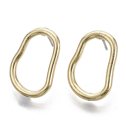 Honeyhandy Alloy Stud Earrings, with Steel Pins, Oval Ring, Light Gold, 21x14mm, Pin: 0.7mm