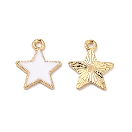 Honeyhandy Alloy Enamel Pendants, Cadmium Free & Nickel Free & Lead Free, Star Charm, Golden, White, 18x15.5x1.5mm, Hole: 1.8mm