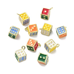 Honeyhandy Alloy Enamel Pendant, Dice, Mixed Color, 13.5x11x9mm, Hole: 1.2mm