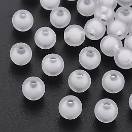 Honeyhandy Frosted Acrylic Beads, Bead in Bead, Round, White, 12mm, Hole: 2.5mm, about 570pcs/500g