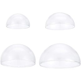 4pcs Small Glass Dome Cloches Glass Display Dome Cloche Half Round Shape Domes Without Base Display Stand Dome Cover for Home Office Flower Tabletop Centerpiece Wedding Party Decoration