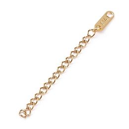 Honeyhandy 304 Stainless Steel Chain Extender, with Chain Tabs & Word K14, Golden, 60~62x3mm