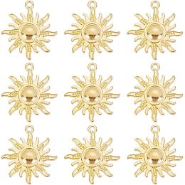 SUNNYCLUE 1 Box 50Pcs Sun Charms Sun Beads Metal Antique Golden Celestial Alloy Beads Shiny Dangle Sunflower Charms for Jewelry Making Charms Bracelets Necklace Earring Key Chain DIY Crafting Project