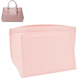 WADORN Purse Organizer Insert for Handbags, Felt Shoulder Bag Insert Organizer Shaper for Longchamp Collection Handbag Insert with Zipper for Women Tote Bag Liner Bag in Bag (Small, Pink)