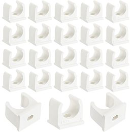 AHANDMAKER 0.79"/20mm PVC Pipe Clamps Clips, U Shaped Pipe Fitting Clamps Clips, Pipe Support Hangers for Water Supply - 50 Pcs(Floral White)