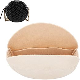 WADORN Felt Purse Organizer Inserts, Round Handbag Organizer Circle Shoulder Bag Shaper Felt Round Cosmetic Pouch Bag for Ophidia GG Small Women Purse Liner Bag In Bag, 6.4x2.2 Inch (Beige)