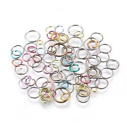 Honeyhandy Aluminum and Iron Open Jump Rings, Single Loops, Mixed Color, 18~22 Gauge, 4~10x0.6~1mm