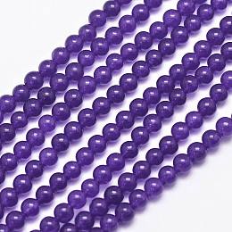 Honeyhandy Natural Malaysia Jade Bead Strands, Dyed, Round, Indigo, 4mm, Hole: 0.8mm, about 92pcs/strand, 15 inch