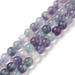 Natural Fluorite Beads Strands, Round, 6.5mm, Hole: 0.7mm, about 62pcs/strand, 15.35''(39cm)