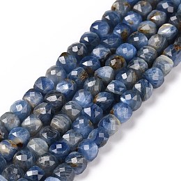 Honeyhandy Natural Kyanite/Cyanite/Disthene Beads Strands, Faceted, Cube, 4.5x4.5x4.5mm, Hole: 0.8mm, about 83pcs/strand, 15.16 inch(38.5cm)