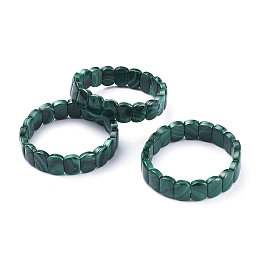 Honeyhandy Natural Malachite Stretch Bracelets, Rectangle,  Inner Diameter: 2-1/8 inch(5.3cm), Bead: 14x10x5mm, 19pcs/strand