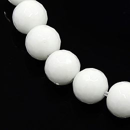 Honeyhandy Synthetic White Agate Beads Strands, Dyed & Heated, Faceted, Round, White, 4mm, Hole: 1mm, about 90pcs/strand, 16 inch