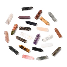 Honeyhandy Natural & Synthetic Gemstone Pointed Pendants, Faceted, Bullet, 30~33x8~9mm, Hole: 1.4~1.6mm